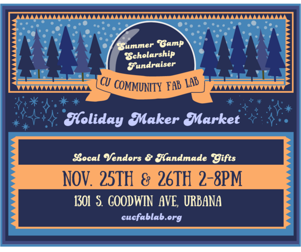 graphic shows time and location details for the Holiday Maker Market event